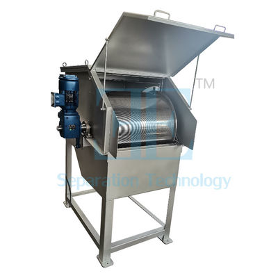 0.75kw SUS304 রোটারি ড্রাম স্ক্রিনিং মেশিন DN350 আউটলেট ফ্ল্যাঞ্জ রোটারি ড্রাম স্ক্রিন ফিল্টার